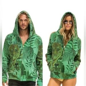 Aviator Nation Tiger Jungle Hoodie Zip Up Size Small RARE